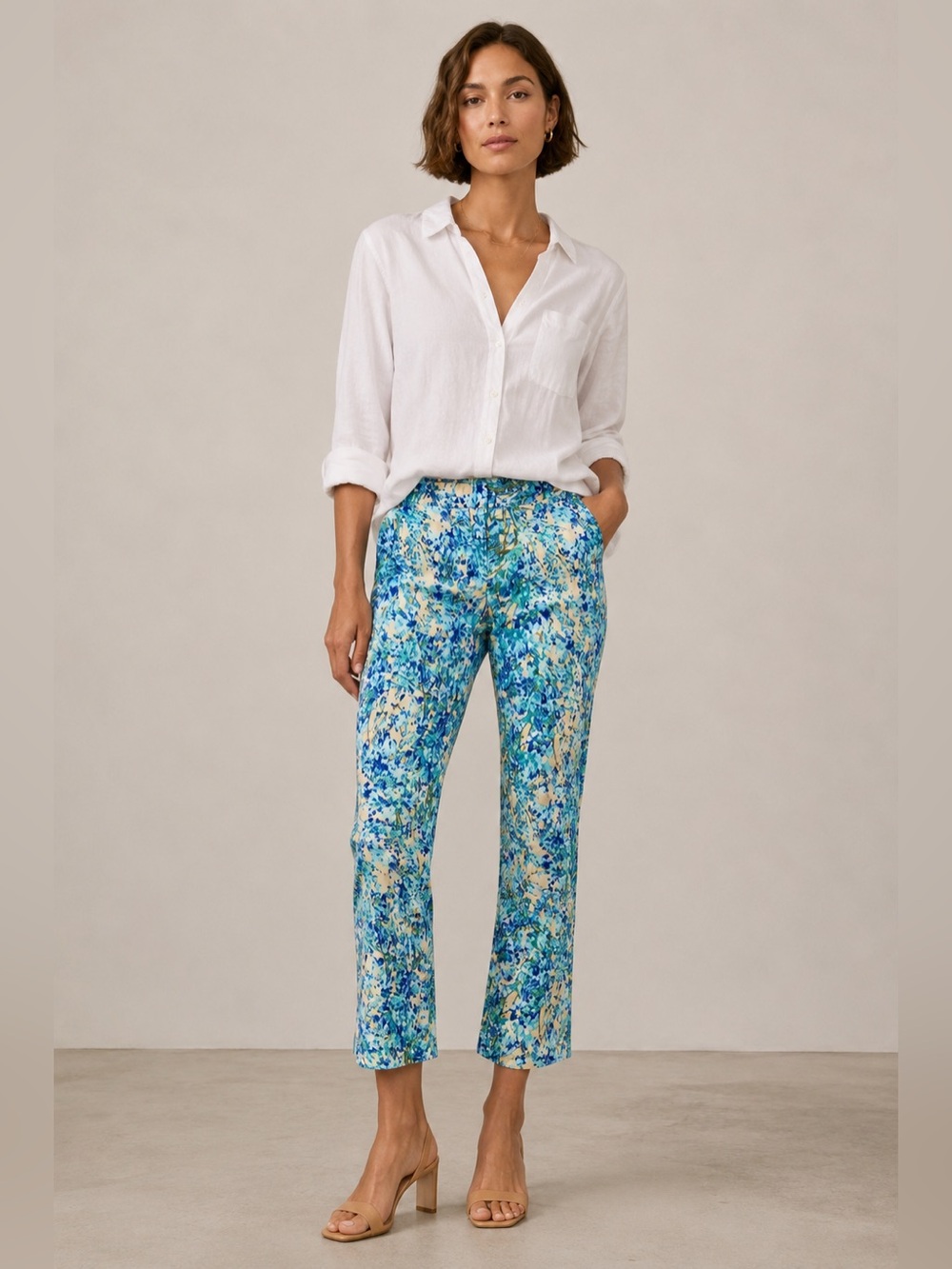 NEW Talbots Signature Floral Colorful Blue Pants Size 10P
